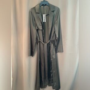 TOPSHOP metallic khaki green coat